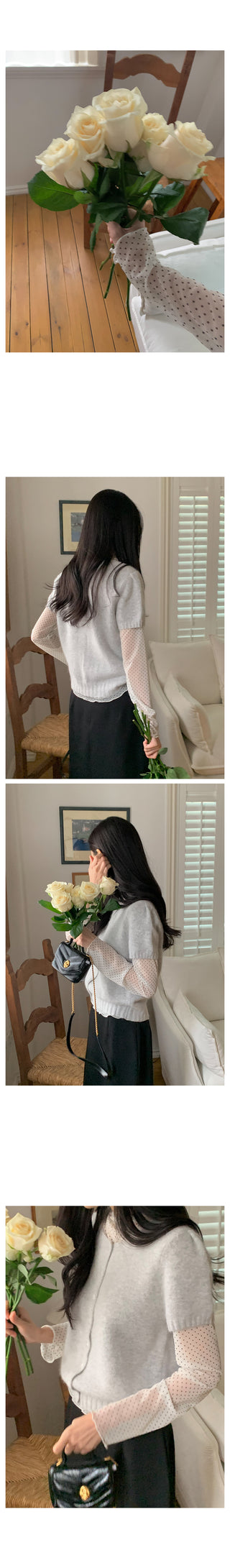Puff knit cardigan