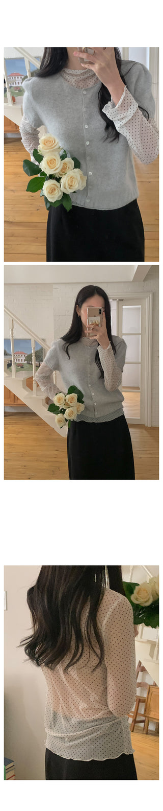 Puff knit cardigan