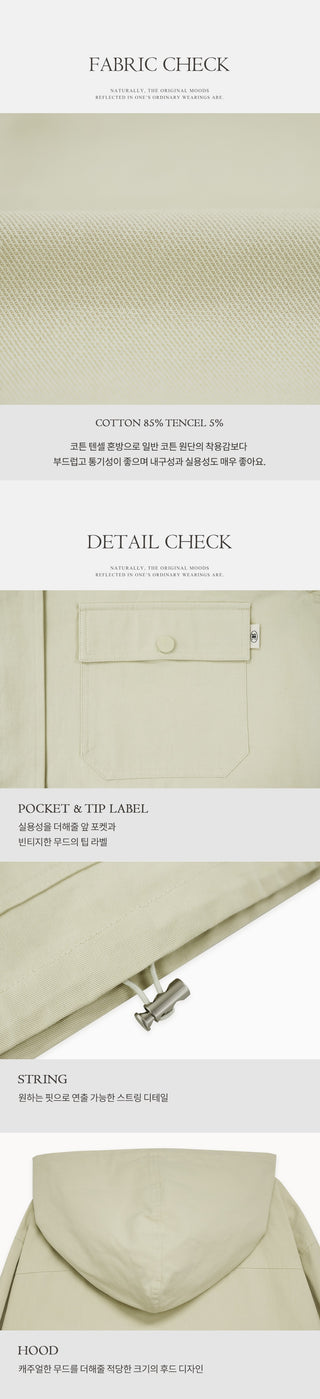 Semi-cropped hooded military jacket