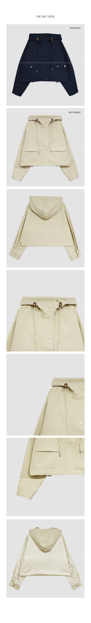 Semi-cropped hooded military jacket