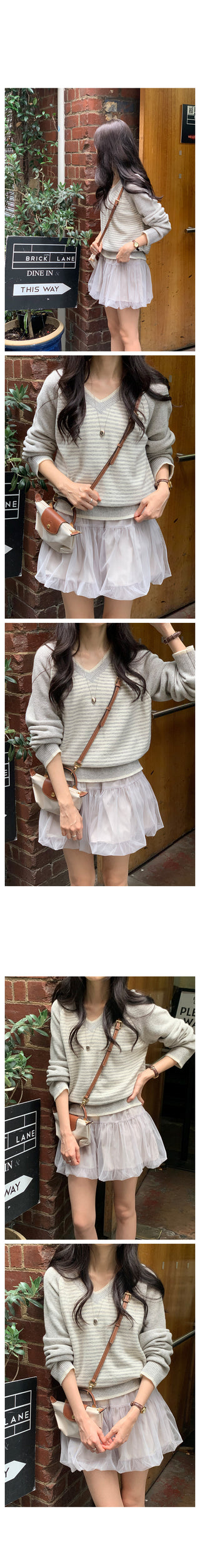 Striped V-neck knit