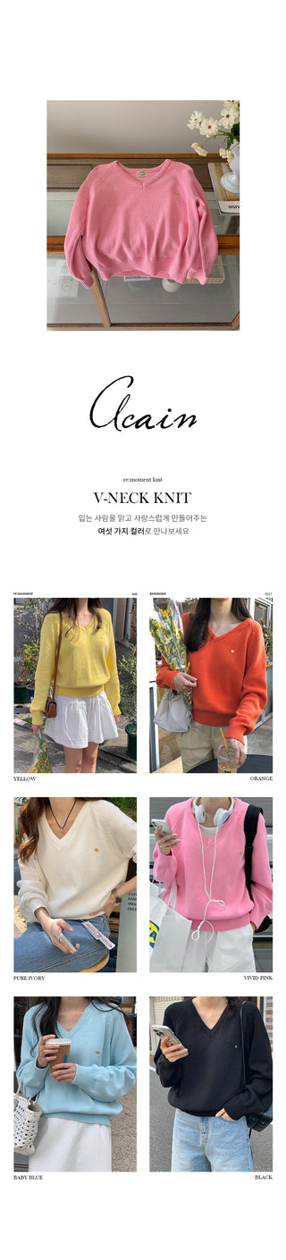 (6 colors) High-quality cotton V-neck knit