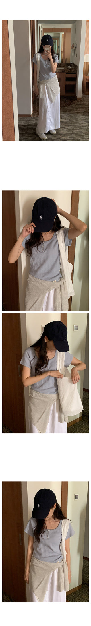 Punched Button Short-Sleeve T-Shirt