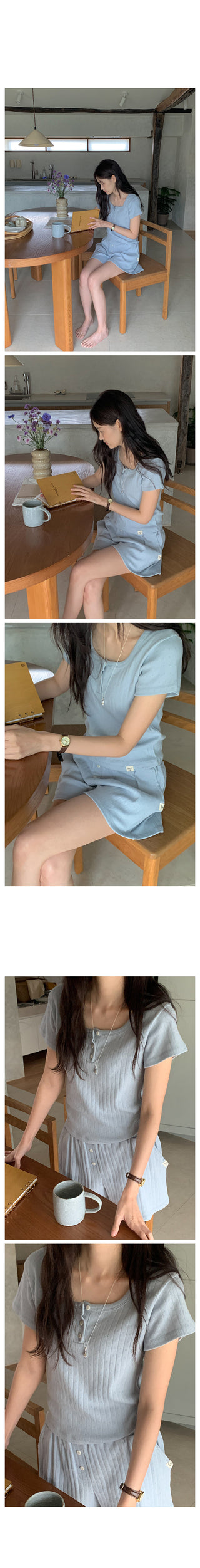 Punched Button Short-Sleeve T-Shirt