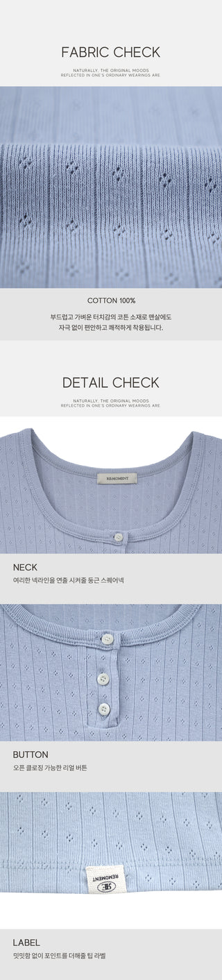 Punched Button Short-Sleeve T-Shirt