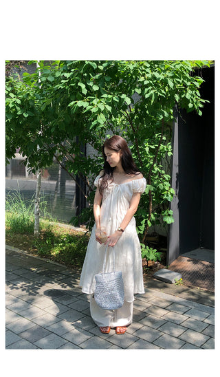 Stitched off-shoulder dress