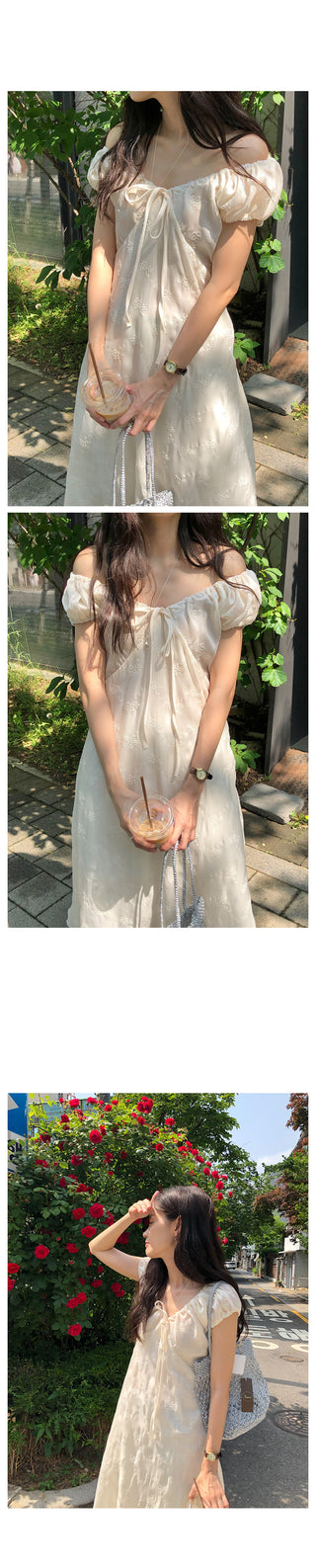 Stitched off-shoulder dress