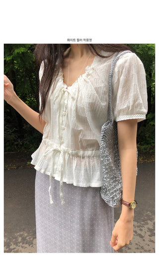 Shirred strap blouse