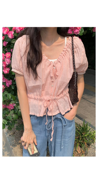 Shirred strap blouse