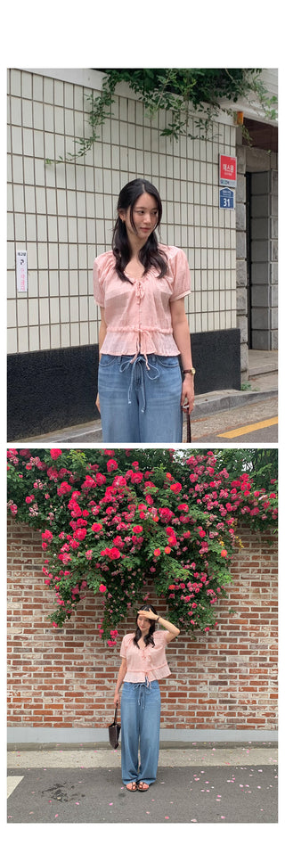 Shirred strap blouse