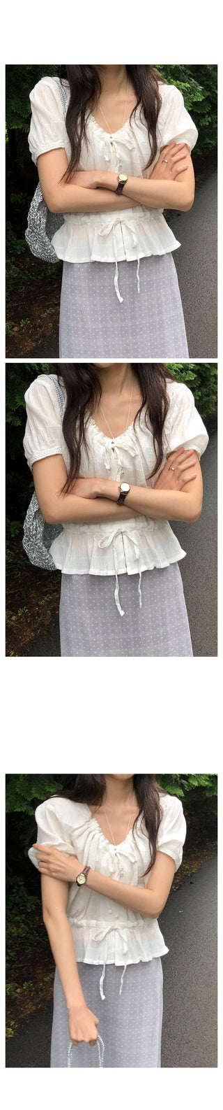 Shirred strap blouse