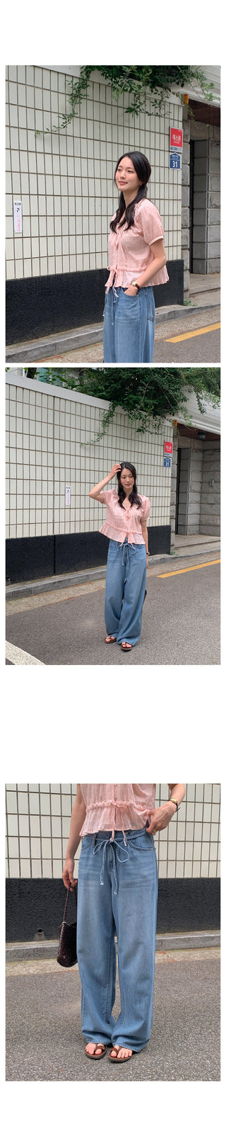 Shirred strap blouse