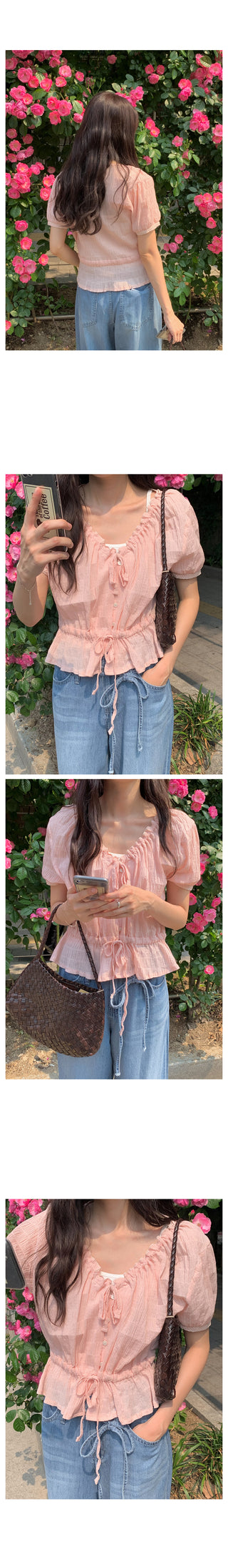 Shirred strap blouse