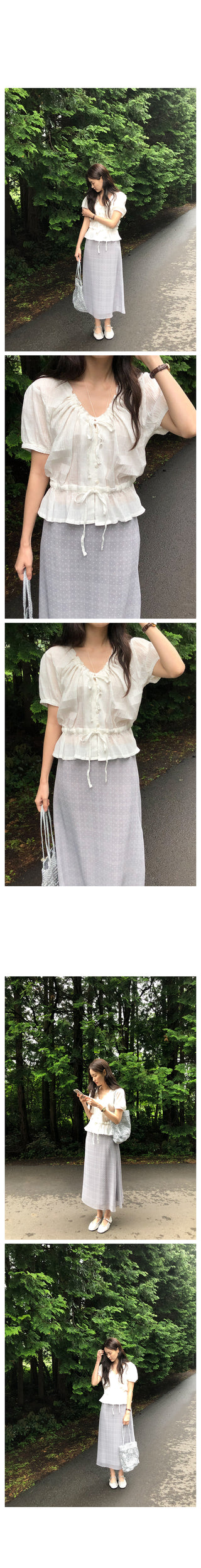 Shirred strap blouse