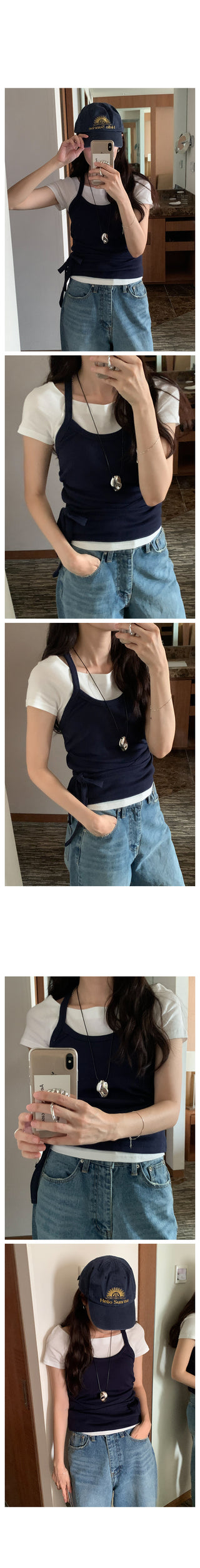 Long tie halter neck sleeveless