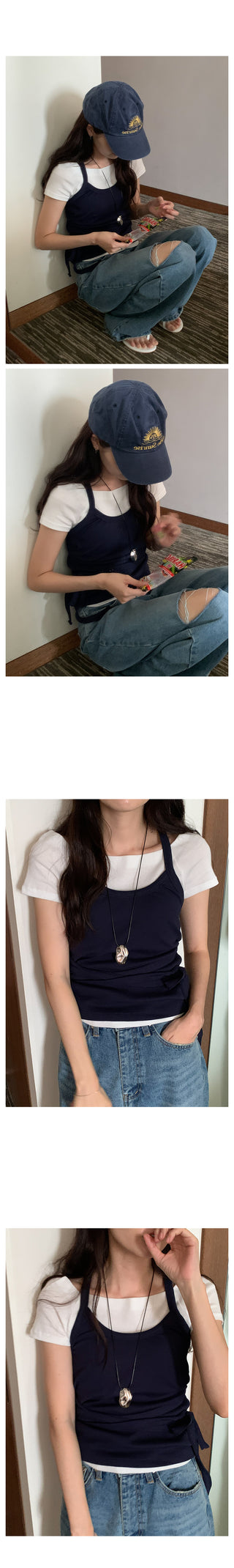 Long tie halter neck sleeveless