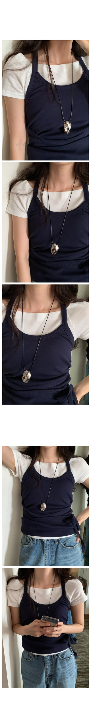 Long tie halter neck sleeveless