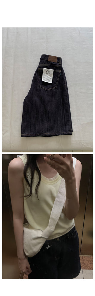 Low denim shorts