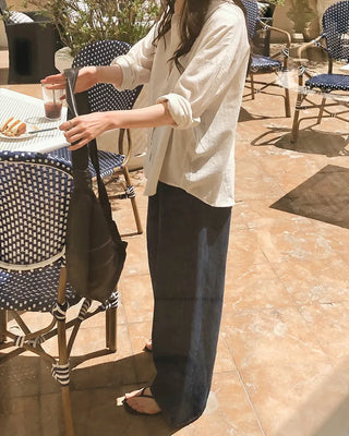 Real wide-leg denim pants