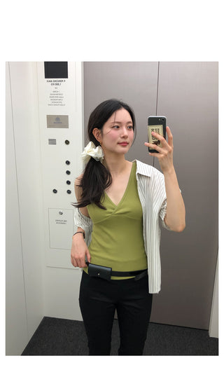 Striped short-sleeved shirt