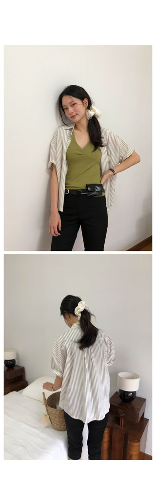 Striped short-sleeved shirt