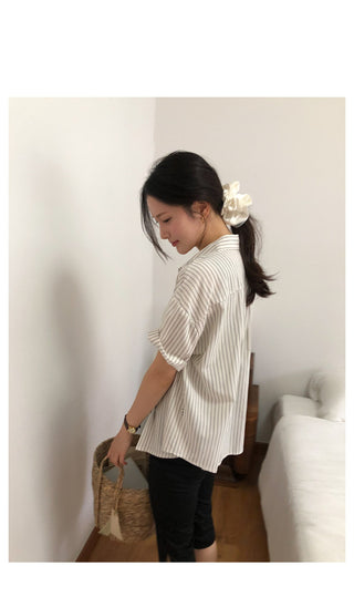 Striped short-sleeved shirt