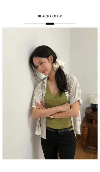 Striped short-sleeved shirt