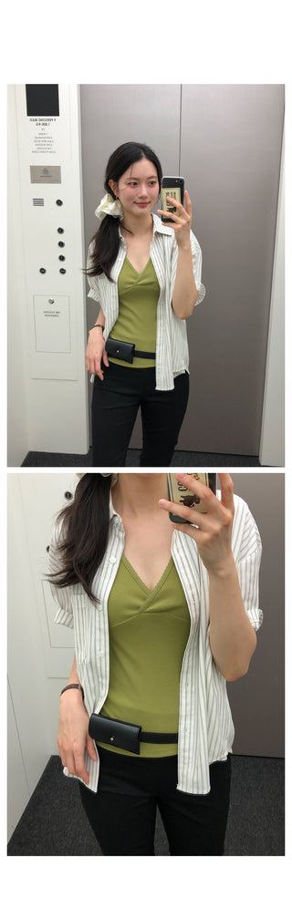 Striped short-sleeved shirt
