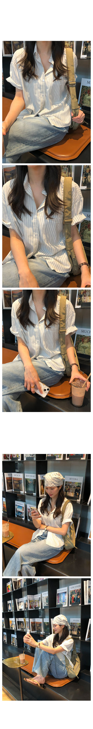 Striped short-sleeved shirt