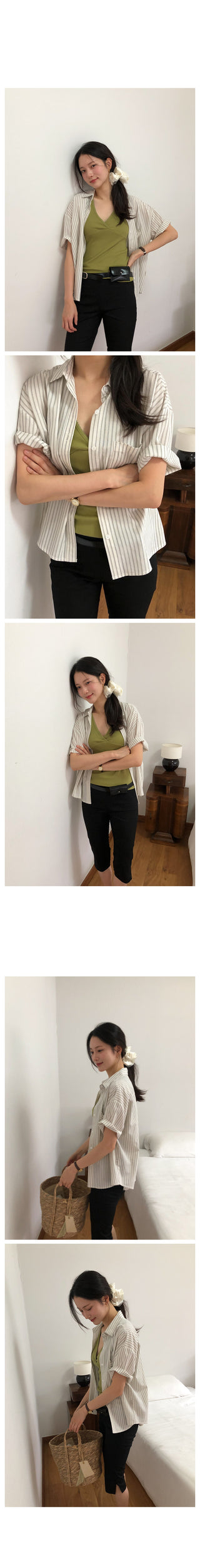 Striped short-sleeved shirt