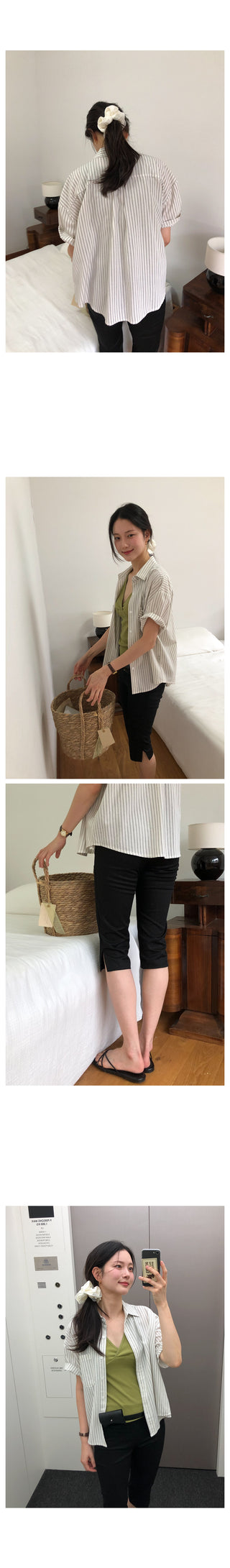 Striped short-sleeved shirt
