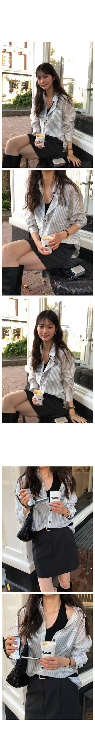 (2 colors) Striped Loose Fit Shirt