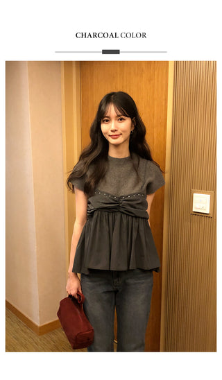 (2 colors) Shirred Layered Bustier