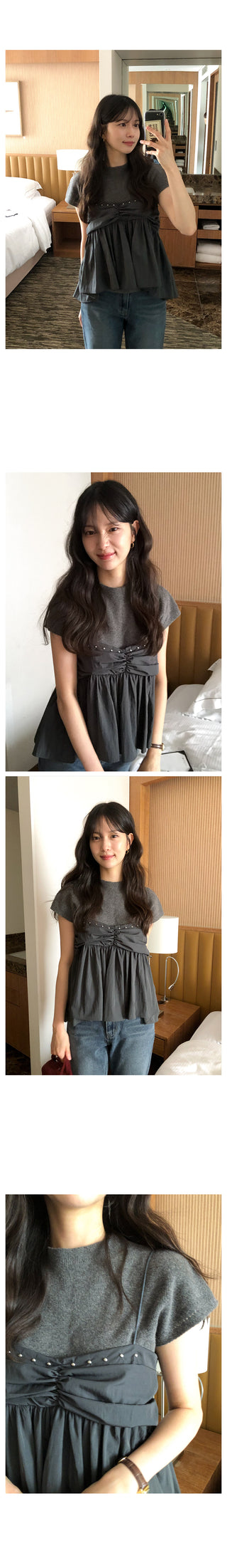 (2 colors) Shirred Layered Bustier
