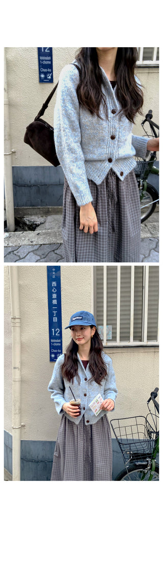 (2 colors) Hooded button-up cardigan