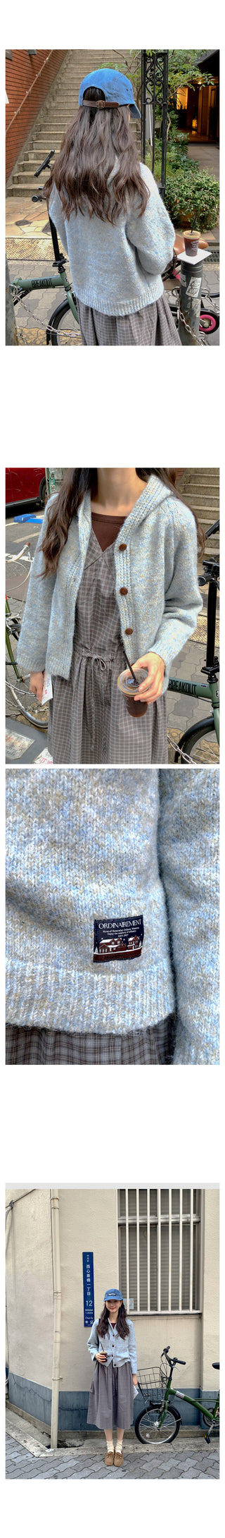 (2 colors) Hooded button-up cardigan