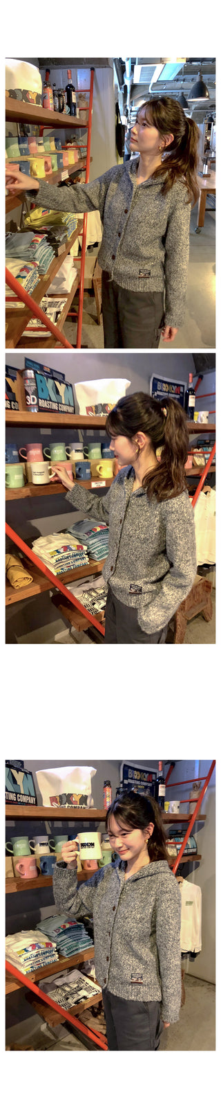 (2 colors) Hooded button-up cardigan