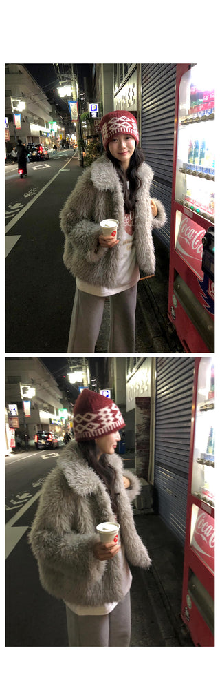 (2 colors) Fur Jacket