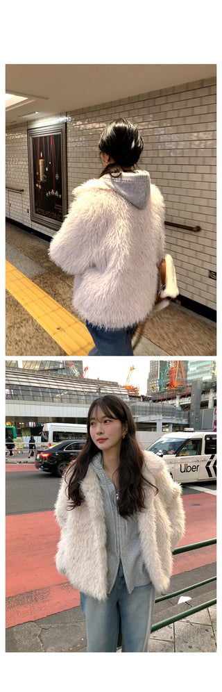 (2 colors) Fur Jacket