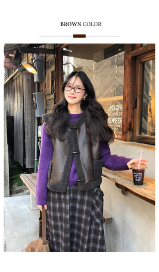 (2 colors) Sheepskin Vest