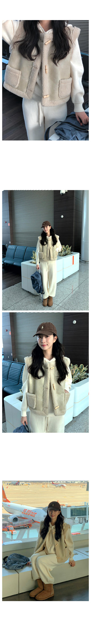 (2 colors) Sheepskin Vest