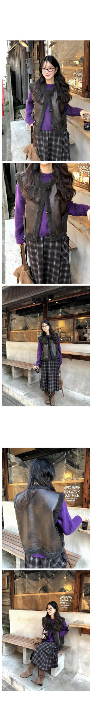 (2 colors) Sheepskin Vest