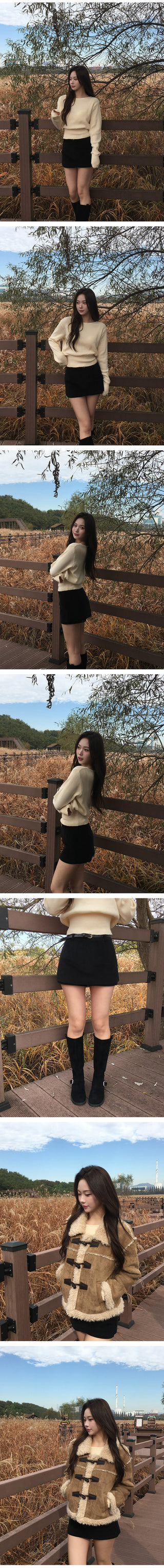 Belted corduroy mini skirt