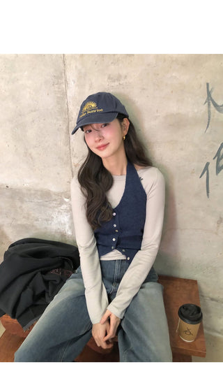 Wide-leg fleece-lined denim pants