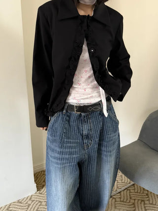 frill crop jacket