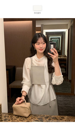 (3 colors) Scarf Blouse
