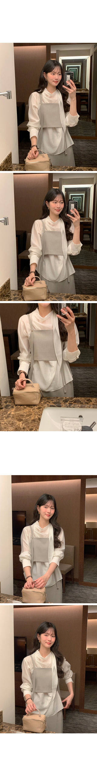 (3 colors) Scarf Blouse