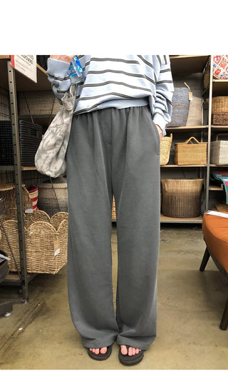 (3 colors) Elastic waist pants