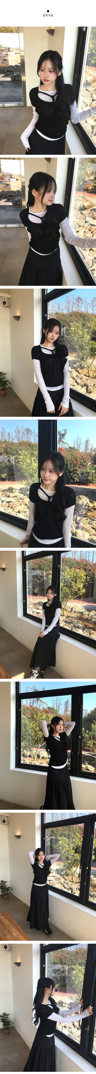 (set) Dot Layered Long Short-Sleeve T-Shirt Set