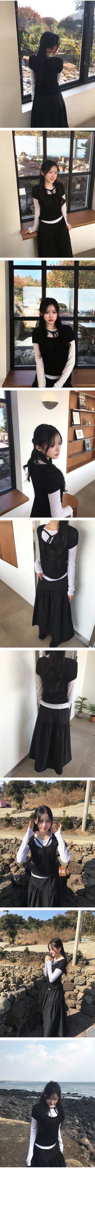 (set) Dot Layered Long Short-Sleeve T-Shirt Set